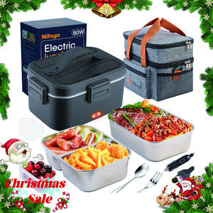 Nifogo Electric Lunch Box Food Heater for Adults 12V/24V/110V Portable 1.8L Stainless Steel Container with Fork Spoon Bag Dealsforyoudays
