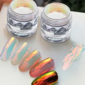 BEAUTNICE Chrome Nail Powder Glazed Donut Mirror Effect Holographic Pigment 0.5g Jar for Salon-Quality UV Gel Acrylic Natural Nails Premium Pigment for Intense Color Shifting Aurora Holographic Finishes