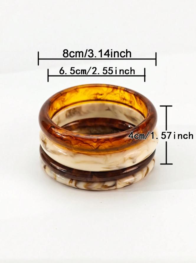 4pcs Resin Bracelet Set for Women – Colorful Stackable Bangles, Lightweight Casual Jewelry for Everyday Wear
