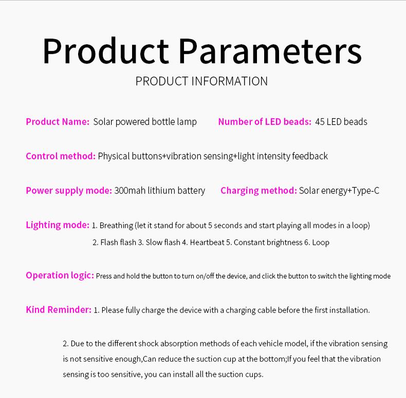 Car Baby Bottle Light Solar LED Decorative Warning Light, Triangle Window & Rear Window Interior Ambient Light, Baby On Board