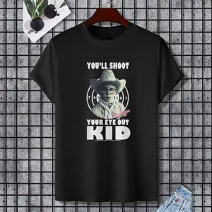 A Christmas Story Ralphie You'll Shoot Your Eye Out Men Women T-Shirt, 100% Cotton, Single Side Printed, Black Short Sleeve T-shirt, Gift for Family Friends, S-XXXL, 1 pc, Fabric Weight 180g
