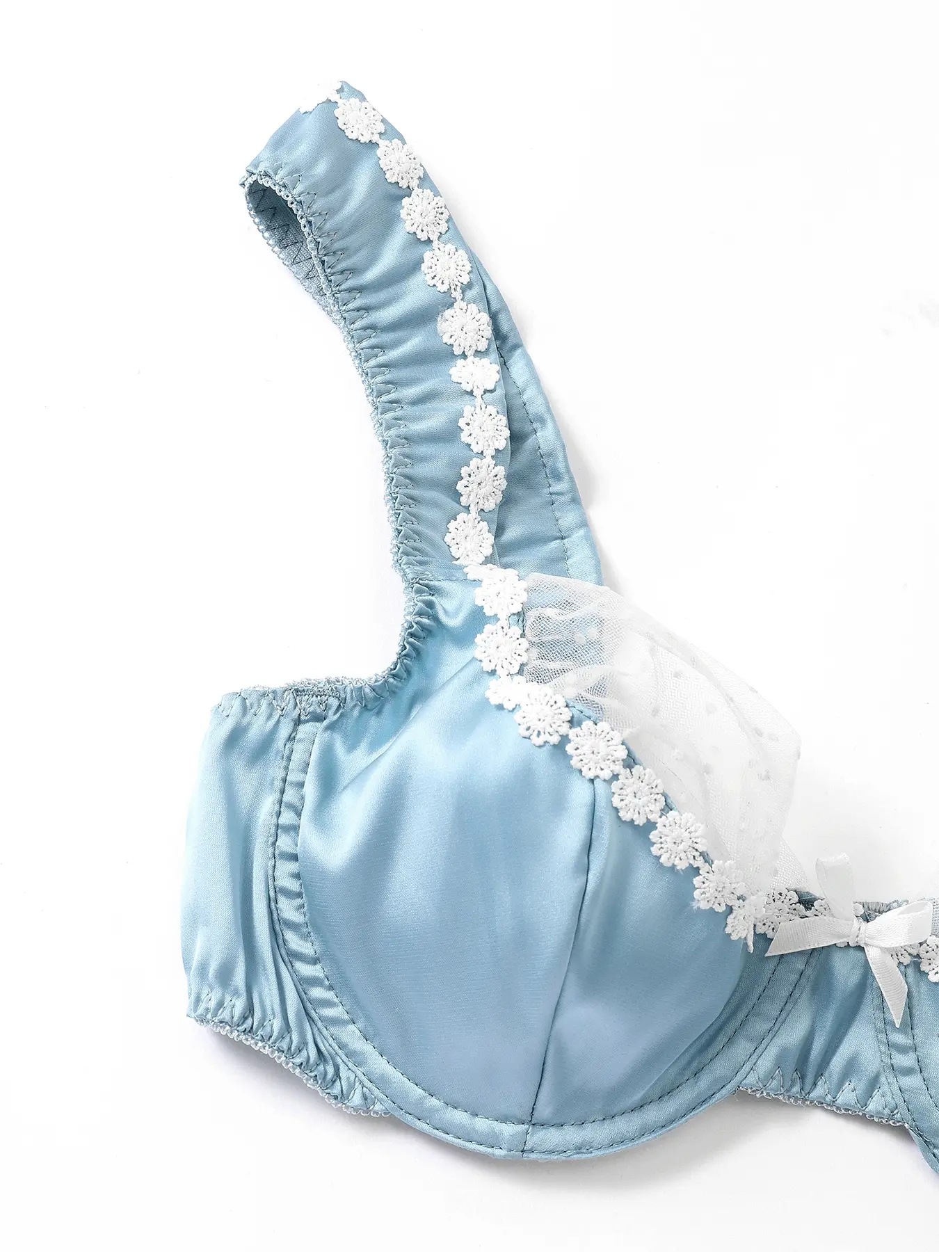 Valentine's Day New Women's Sexy Elegant Lingerie Two-Piece Set, Light Blue Satin Lace French Sweetheart Bra Buckle Panty Set, Triangle Cup Underwear Underwear Sets - TikTok Shop Valentine's Day New Women's Sexy Elegant Lingerie Two-Piece Set, Light Blue Satin Lace French Sweetheart Bra Buckle Panty Set, Triangle Cup Underwear Underwear Sets - TikTok Shop