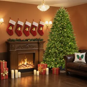 【Local Delivery】Clearance Sale 6/ 7.5FT PE+PVC Artificial Fir Branch 12 Lighting Modes Prelit Blinking Christmas Tree with Warm White Lights & Rotating Stand Green Decorative Tree