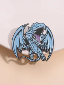 Blue-Eyed Dragon Badge Zinc Alloy Fantasy Cartoon Pin, Durable Metal Pins, Clothing Decoration, Retro 90s Anime Collectible Gift for Friends