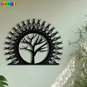 1pc Tree of Life Metal Wall Art, Sunburst Tree Statue Mural, Intricate Craftsmanship, Artistic Metalwork, Perfect for Housewarming, Thanksgiving Decor, Perfect for Living Room Garden Fence Yoga Studio Decor, Ideal Gift for Spiritual Decor Enthusiasts.