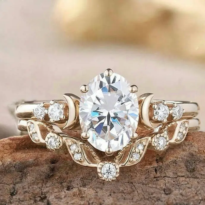 Women's Elegant Moon-Shaped Cubic Zirconia Closed Ring, Elegant Fashion Couple's Ring, Cubic Zirconia Ring, Elegant Fashion Rings