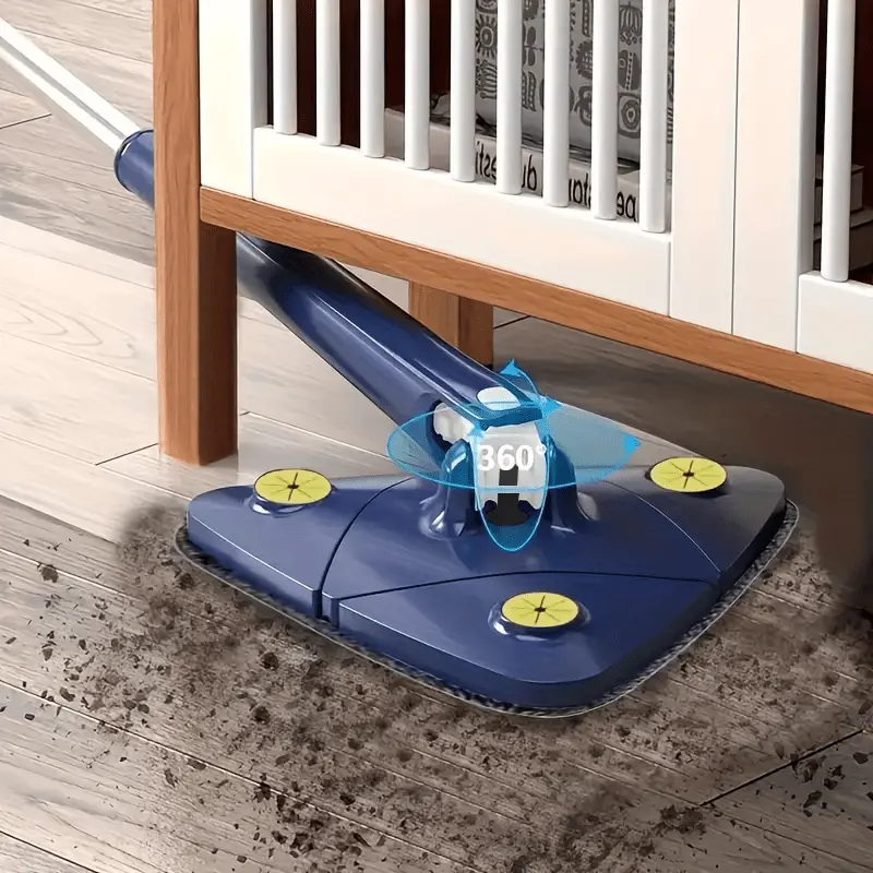 New 360-Degree Rotating Triangle Mop - Adjustable Retractable for Comprehensive Cleaning on All Surfaces Perfect for Home