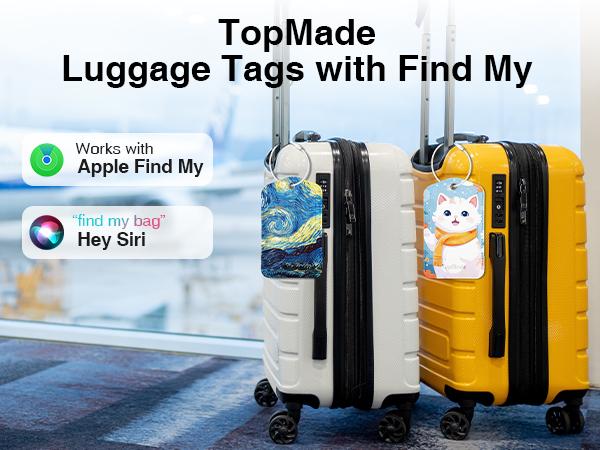 Smart Luggage Tag with Find My(IOS Only), Premium Leather Luggage Tags for Suitcase, Travel Bags, Backpacks, Anti-Lost Suitcase Tag Tracker for Travel with Privacy Name Card, Rechargeable Smart Luggage Tag with Find My(IOS Only), Premium Leather Luggage Tags for Suitcase, Travel Bags, Backpacks, Anti-Lost Suitcase Tag Tracker for Travel with Privacy Name Card, Rechargeable