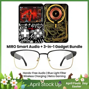 [Bundle & Save] MIRO W5 Smart Audio Glasses – 10-Hour Battery, Blue Light Filter, Stereo Audio – Wireless Wearable Headphones for Meetings, Work, Travel & Daily Entertainment, Ideal Gift for Professionals & Tech Lovers