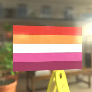 Lesbian Flag Pride Flag 5 Bars Color  - Vibrant Color Static Cling Window Cling - Use Indoor and Outdoor!