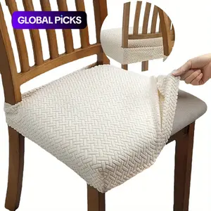 Stretch Jacquard Seat Cover for Dining Room Chairs, Simple Casual Comfortable Removable Washable Chair Slipcover and Protector, Home Décor, Stretch Chair Slipcovers #GLOBAL PICKS