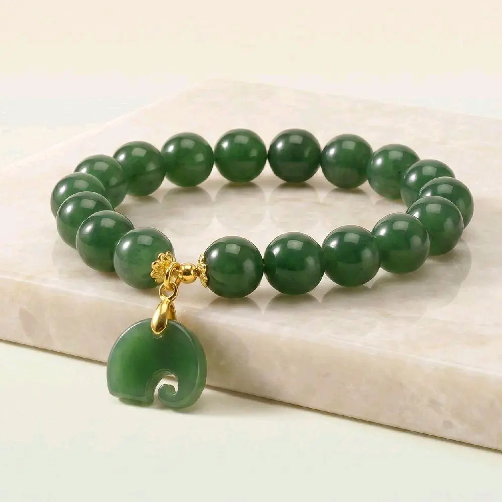 Jade Money Bracelet, Handmade Stretchable Good Luck Charm, Minimalist Aesthetic Jewelry for Women and Teens, Handmade Bracelet, Bracelets Accessories