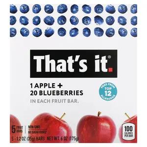That's It Fruit Bar, Apple + Blueberries, 5 Fruit Bars, 1.2 oz (35 g) Each