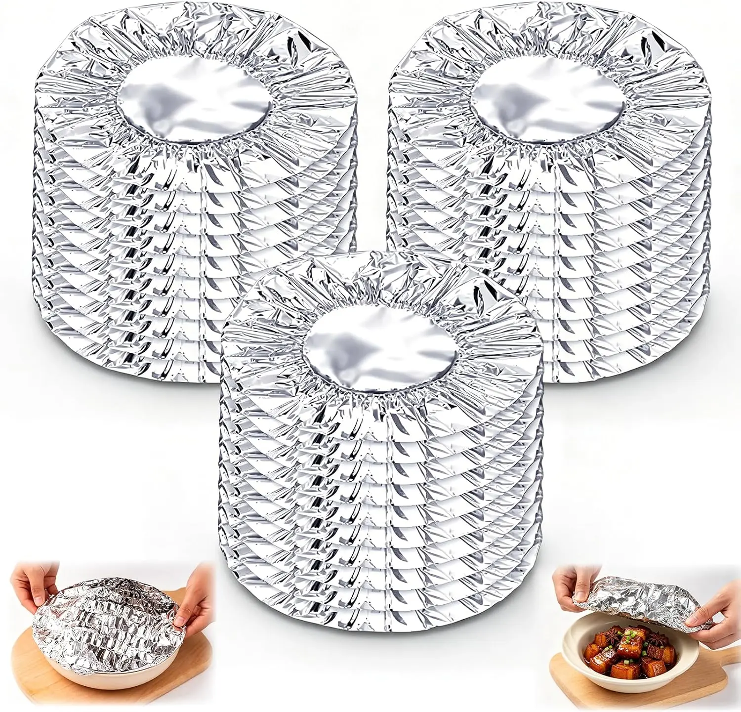 90Pcs Reusable Aluminum Foil Food Covers,Foil Covers for Food,Home Dining Table & Food Container Aluminum Foil Heat-Retaining Cover,Reusable Thermal Cover For Foods