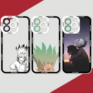 D-Dr Stone Anime Phone Case,For iPhone 17/16/15/14/13/12/11/Pro/ProMax/Plus/17Air,Transparent Silicone Soft case,Anti-Fall, Ultra-Thin Design,Making It an Excellent Gift Choice for anime lover,Christmas Halloween And Birthday