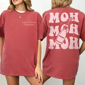 Comfort Colors Maid of Honor Shirt, Fun MOH Bachelorette Tee, Retro Champagne Bridal Party Shirt, Wedding Gift for Bridesmaid