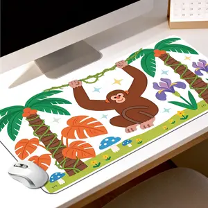 Premium Monkey Hanging On Vine Jungle Illustration Casual Mouse Pad, High-Quality, Non-Slip, Durable, 40x80cm, for Modern Office Gaming & Daily Work, Casual Mouse Pads