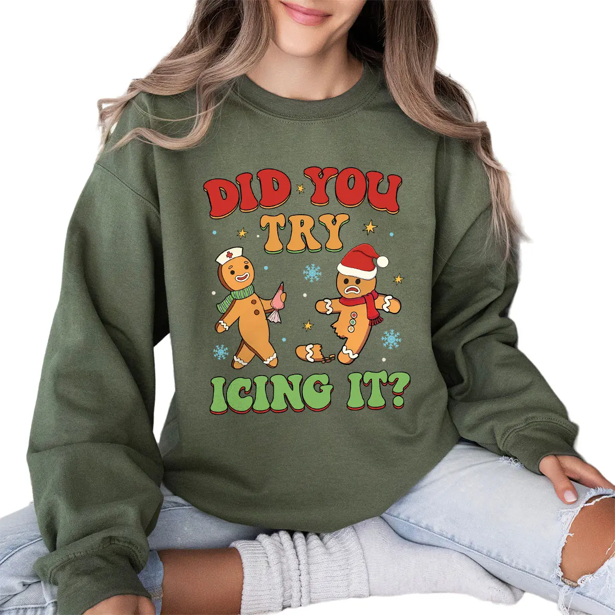 Did You Try Icing It Nurse Sweatshirt, Funny Nurse Christmas Sweater, Emergency Christmas Sweatshirt, PICU Icu Nurse Christmas Sweaters, School Nurse Christmas Sweater, Holiday Gifts For Nurse RN Icu