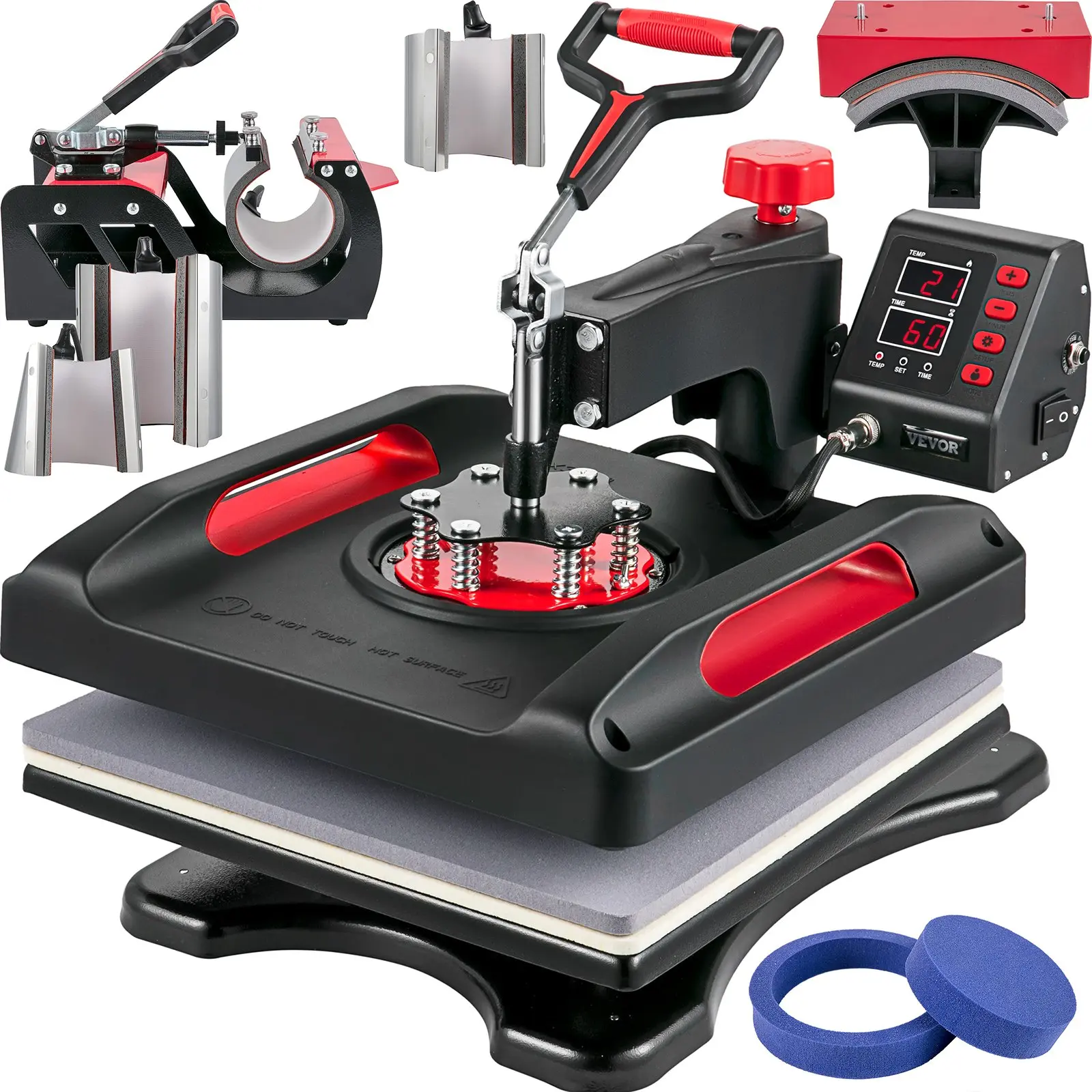 【summerfinds】VEVOR Upgrade Heat Press Machine ETL Safety Certification 15 x 15 in 8-in-1 Heat Press Power-Saving Sublimation Machine 360°Rotation Heat Press Shirt Printing Machine for Shirts Cap & Mugs Red