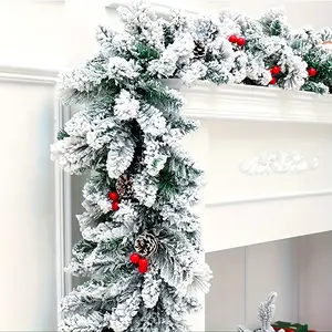 Classic Style 4.9ft Artificial Christmas Wreath with Fake Pomegranates & Berries, Fire Retardant PVC Holiday Decor for Indoor Use