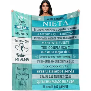 Granddaughter Gifts in Spanish, Gifts for Grandaughter in Spanish, Regalo para Nieta, Nieta Regalos Blanket 60"X50", Granddaughter Gifts from Grandparent,Thanksgiving Christmas New Year Gift, Printed on One Side with a Plain White Back