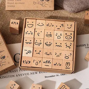 25 Wooden Stamps Per Box, Fun Design, Ideal for Crafting & Stationery, Durable Wood Material, Perfect Gift Idea, Enhance Your Creative Projects