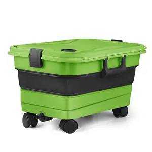 22L Foldable Rolling Car Wash Water Tank PP+Silicone 360° Rotating Leak-Proof Portable for Outdoor Car Washing Camping Eco-Friendly Impact-Resistant Storage Solution