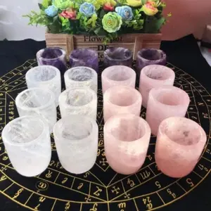 Natural Crystal Quartz Small Drinking Cup Carved Raw Stone