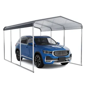 GARVEE 10'x15' Heavy Duty Carport with Galvanized Metal Roof & Updated Frame - Metal Garage Canopy for Cars, Boats, Tractors, Grey