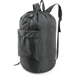 Laundry Bag Backpack w Adjustable Shoulder Straps College Dorm Essentials w Drawstring Closure for Travel Camp Heavy Duty Laundry Hamper Backpack Portable w Handle Xlarge Black
