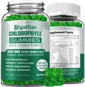 Sugar Free Chlorophyll Gummies with Unfiltered ACV and Vitamins C and B12 Energy Boost Immune and Digestion Support Natural Deodorant and Skin Care Support Vegan Non GMO Daily Vitality Healthy Body Detox Wellness Formula