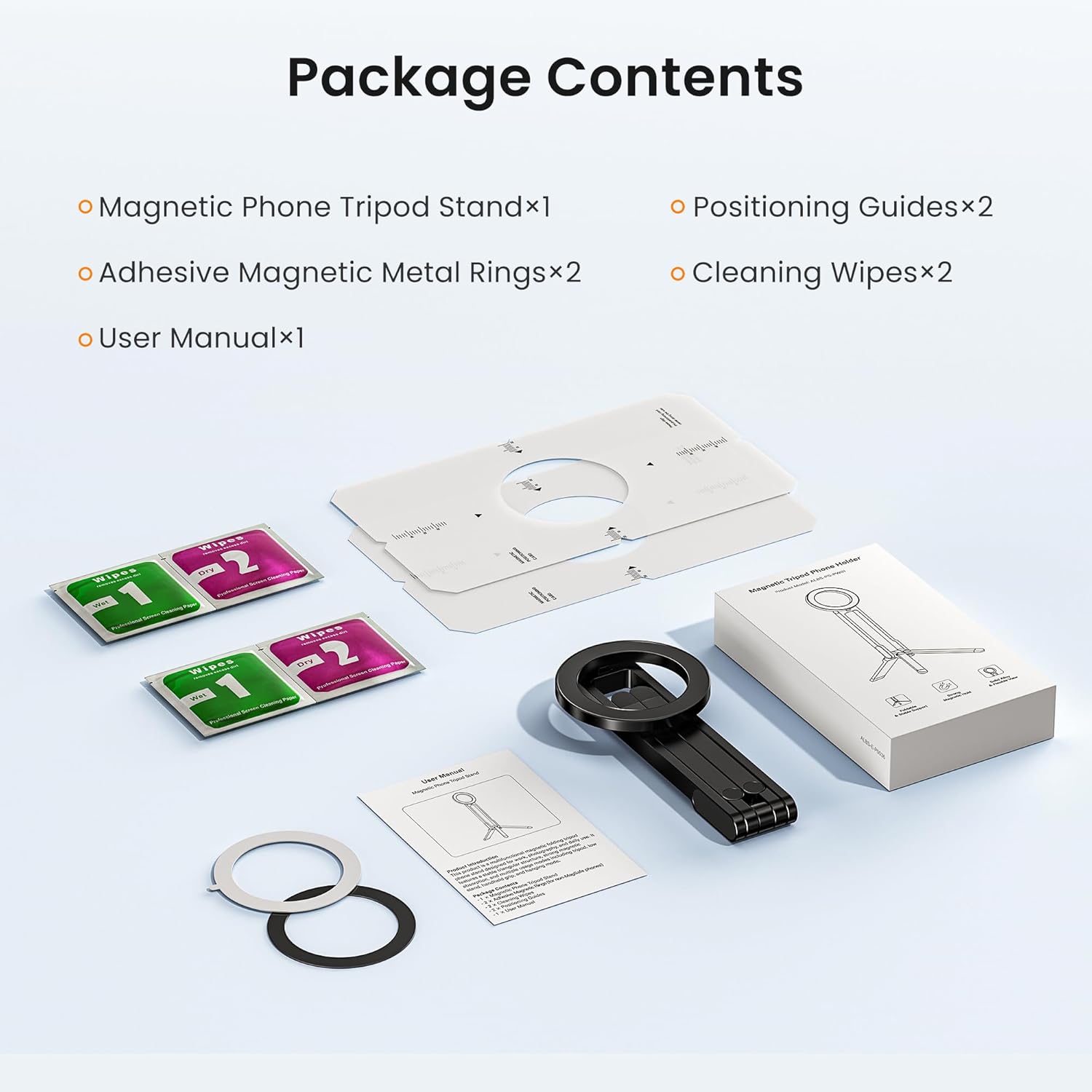 Magnetic Foldable Phone Tripod, Portable Adjustable Stand for iPhone MagSafe, Desk Travel Selfie Live Stream Holder