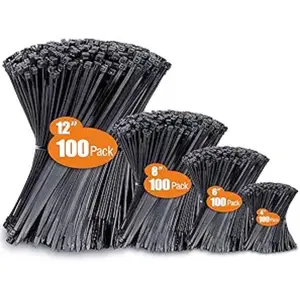 Zip Ties Assorted Sizes(4”+6”+8”+12”), 400 Pack, Black Cable Ties, UV Resistant Wire Ties