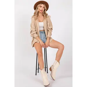 Lapel Button Top: BEIGE