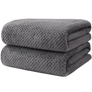 Bath Towel Set Pack of 2 Microfiber Ultra Soft Highly Absorbent Bath Towels, Lightweight and Quick Drying for Body, Sport, Yoga, SPA, Grey - Fluffy