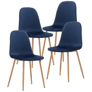 Mid-Century Modern Dining Chairs Set of 4 Retro Green Velvet Upholstered Accent Chairs with Metal Legs 97° Ergonomic Backrest 330 LBS Capacity for Dining Room Living Room Bedroom