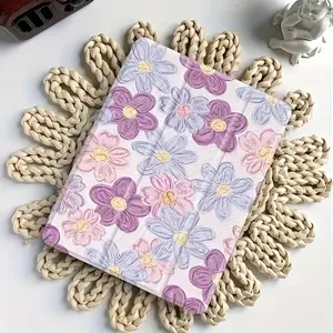 Vibrant oil painting floral pattern, adjustable stand and pen holder, foldable non-slip TPU protective case, suitable for Samsung, iPad mini, iPad Air, iPad Pro/iPad 10th generation, 11th generation and other iPad models.