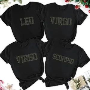 Zodiac Top – Black Color, Astrology Sweatshirt, T-Shirt or Hoodie, Unisex Horoscope Gift for Men & Women, Cute Spiritual Birthday Outfit, Fall 2025 Trend - HARSIN