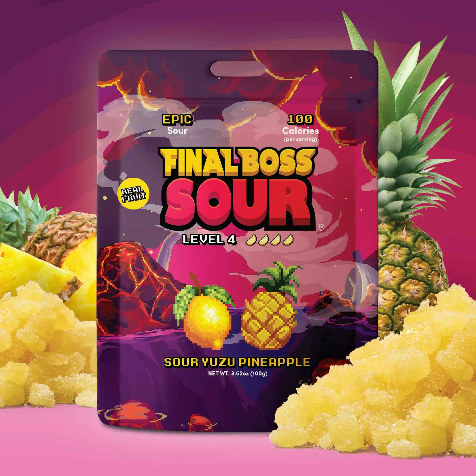 Final Boss Sour Yuzu Pineapple Level 4 Dried Fruit, 1-Pack or 4-Pack Options, Sour Candy, Dried Snacks Final Boss Sour Yuzu Pineapple Level 4 Dried Fruit, 1-Pack or 4-Pack Options, Sour Candy, Dried Snacks