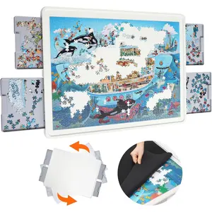 1500 Pieces Rotating Puzzle Board with Drawers and Cover, 35"x27" Portable Spinning Jigsaw Puzzle Table for Adults, Upgraded Lazy Susan, Durable ABS Plastic, Ideal Gift for Mum