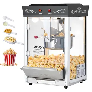 VEVOR Popcorn Machine, 8oz Stainless Steel Kettle, 800W Commercial Countertop Popcorn Maker, 48 Cups per Batch Theater Style Popper, with 2 - Button Control Glass Wall PC Door 1 Scoop 3 Spoons, RedVEVOR Super Brand Day