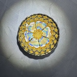 Gilded Lotus, Changcheng & Mountain Glow-in-the-Dark Artisan Porcelain Teacup