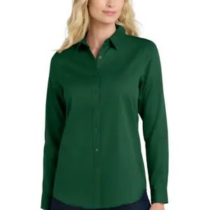 Women's Long-Sleeve SuperPro React Twill Shirt LW808 - Wrinkle-Resistant Blouse for Work
