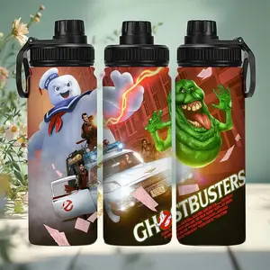 1pc 20oz Stainless Steel Insulated Water Bottle, "Ghostbusters Collaboration Trendy Water Bottle", with handle and leak-proof lid, keeps drinks hot or cold, suitable for various occasions, a personalized gift for birthdays/holidays, Drinkware