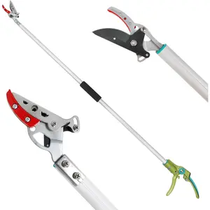 Pruning Pole Shears, 4.2 Feet Lightweight Fruit Picker with 180-Degree Rotation° Rotary Handle, SK5 Steel Blade Can Cut to 1/ 2inch , Long Rod Garden Tree Trimmer and Branch Cutter Suitable for Shrubs