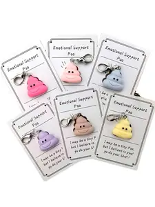 6pcs Mini Cute Funny Poop Shape Pendant Keychain, With Emotional Support Poo Emotional Encouragement Card, Fun Keychain, Pet Keychain, Can Be Used As Car Keychain, Bag Decoration, Accessory Gift, For Women And Girlfriends,Daily Small Gift, Keychain Kawaii