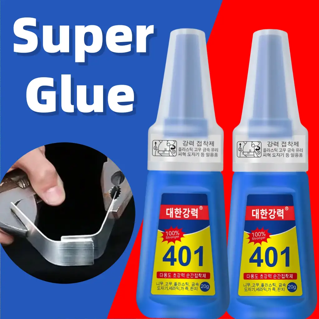 Super Glue 401, Instant Adhesive, Multipack Cyanoacrylate Strong Clear Glue for Shoe Sole Repair, Ceramic Plastic Metal Wood Pottery Leather Glass Ru