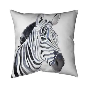 Begin Home Decor 5541-1616-AN411 16 x 16 in. Watercolor Zebra African Blue Pillow - Home Decor Accent