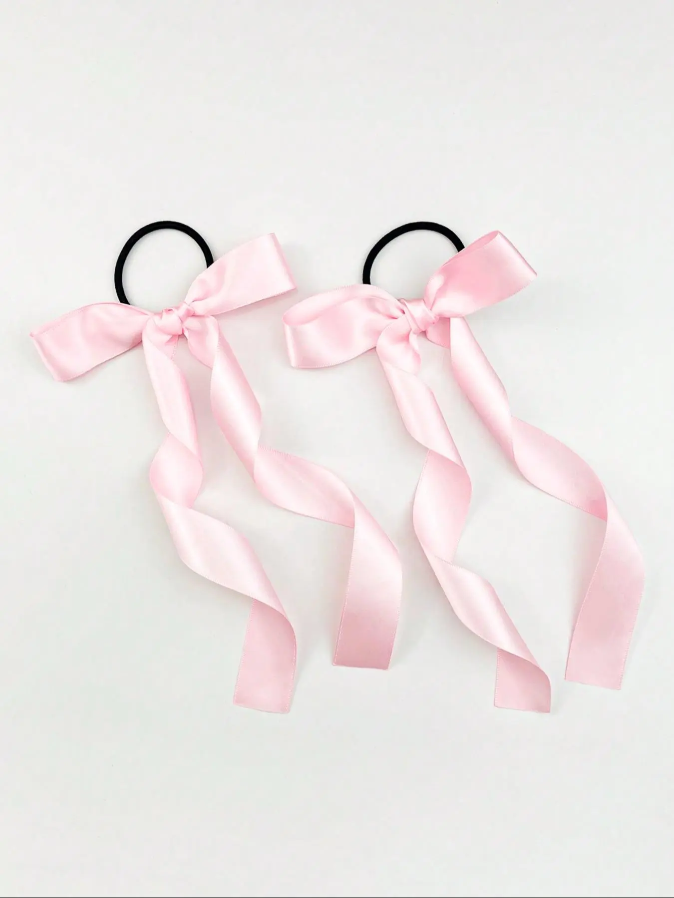 Cute Bowknot Design Ribbon Pink Hair Tie (2pcs), Hair Rubber Bands, High Stretch Elegant Hair Tie, Casual Versatile Fashionable Hair Accessories, Hair Bows for Women & Girls, Cute Hair Ties