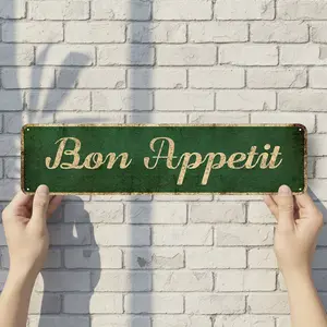 Bon Appetit - Vintage Style Street Sign - Aluminum Wall Art & Room Decor for Garage Bar Bedroom Farmhouse Home - 16" x 4" Rust Free Metal Poster